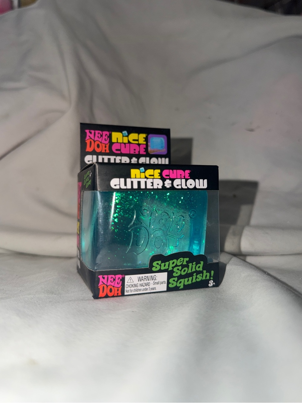 NeeDoh Nice Cube Glitter & Glow Squishy Stress Toy New Sealed